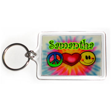 Peace Love Happiness Personalized Key Ring