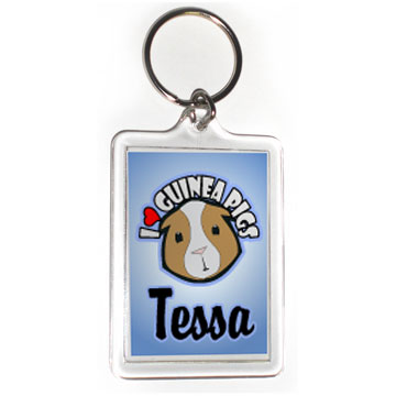 Personalized \"I love Guinea Pigs\" keyring