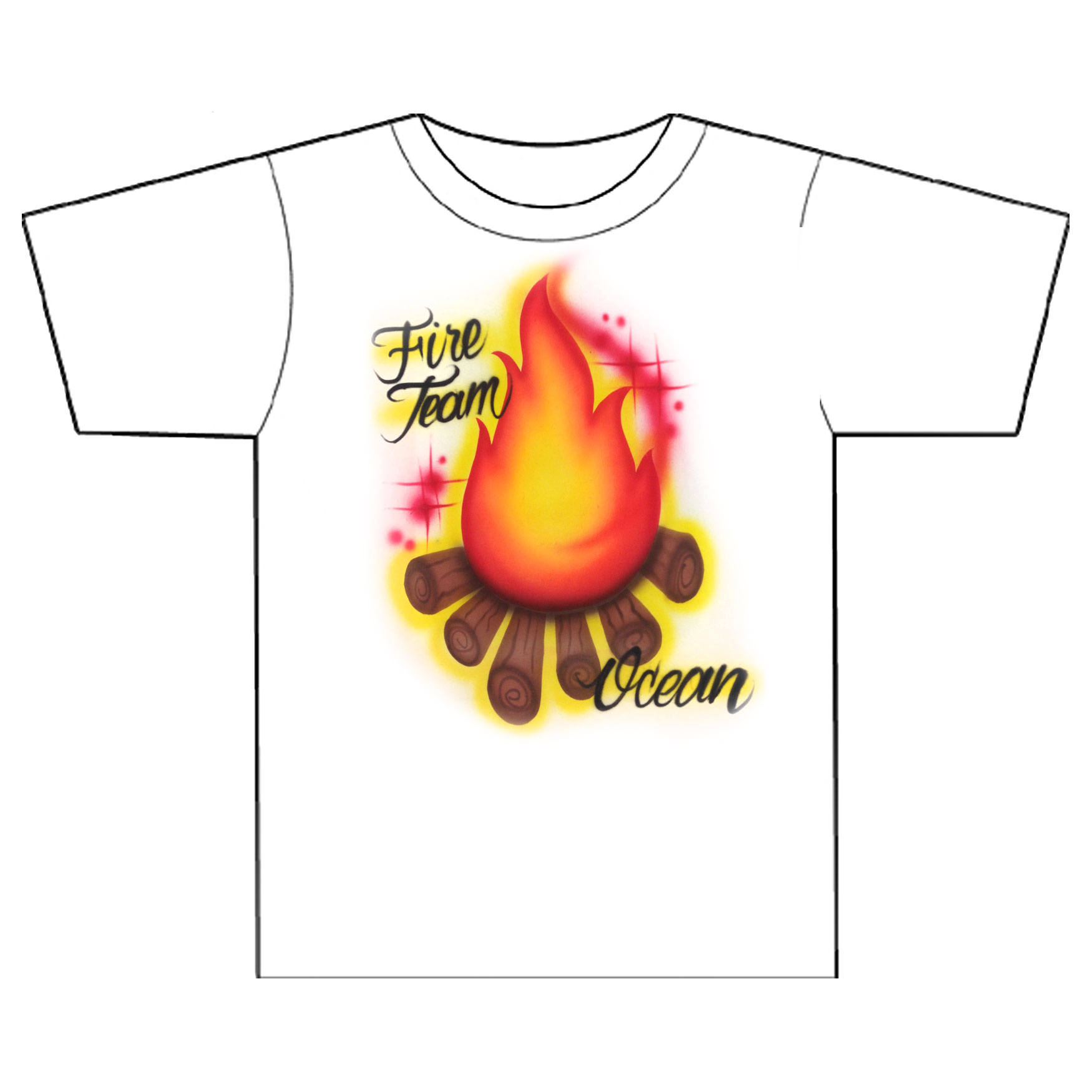 Airbrushed Campfire Shirt with any name and text you\'d like