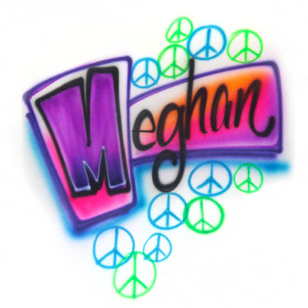 Airbrushed Mecabrush cool Peace signs shirt with your name