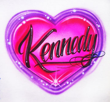 Airbrushed name on heart shirt