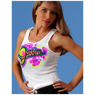 Airbrushed Butterflies and Oodles of Color boybeater tank