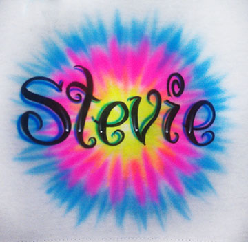 Airbrushed shirt with Curly name on Mock tie dye