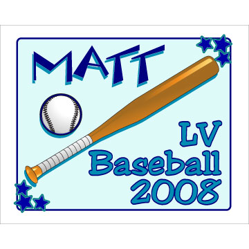Personalized Baseball with bat Poster 18X24\"