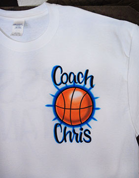 Basketball airbrushed shirt with small design front