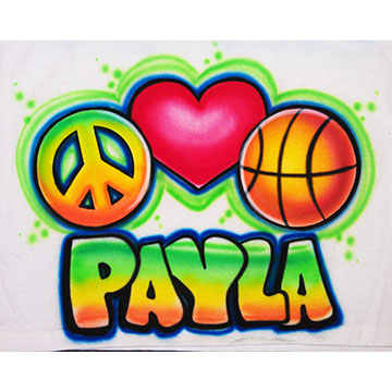 Peace Love and Basketball Airbrushed Shirt