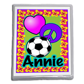 Personalized Peace Love Soccer Brag book album for girls