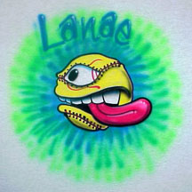Zany Airbrushed Softball Fastpitch ball on tie dye design