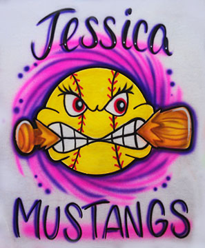Fastpitch ball biting bat Shirt with team name on back