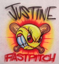 Airbrushed Fastpitch Softball with crossed bats shirt