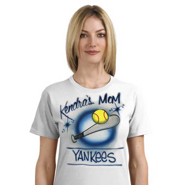 Airbrushed softball shirt with your text and team name