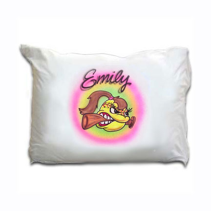 Personalized pillow case with girls fastpitch softball design