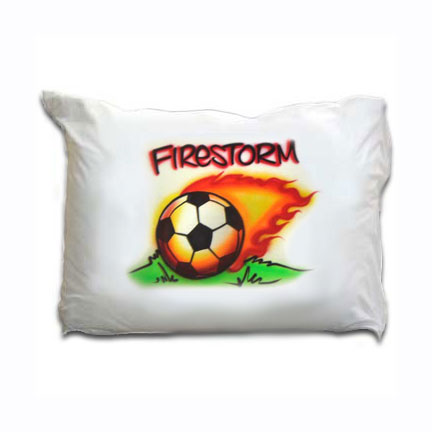 Flaming Soccer Airbrushed Pillowcase