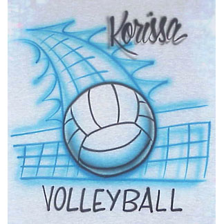 Airbrushed Volleyball Swoosh Design with net