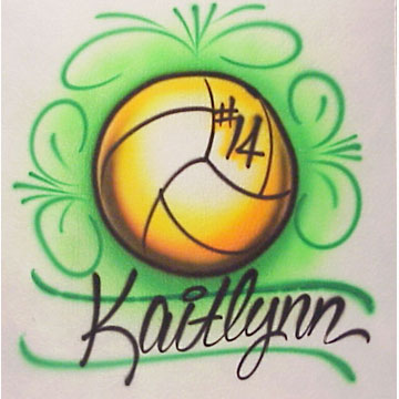 Airbrushed Volleyball with fancy scroll background