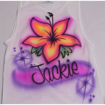 Personalized Hibiscus flower on boybeater tank