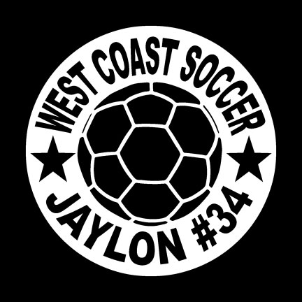 White 6 inch personalized Soccer Decal