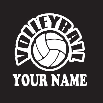 6 inch White Vinyl Personalized Volleyball Auto Decal