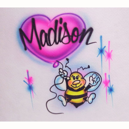 Airbrushed BEE with balloon shirt Personalized with any name