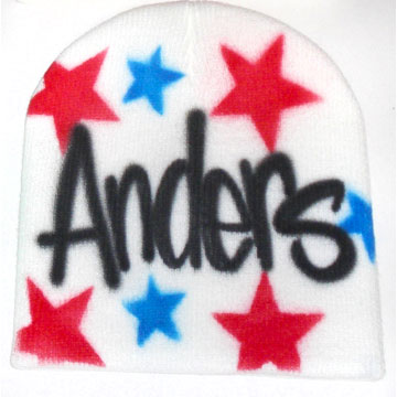 Airbrushed beanie hat with Bold simple Stars