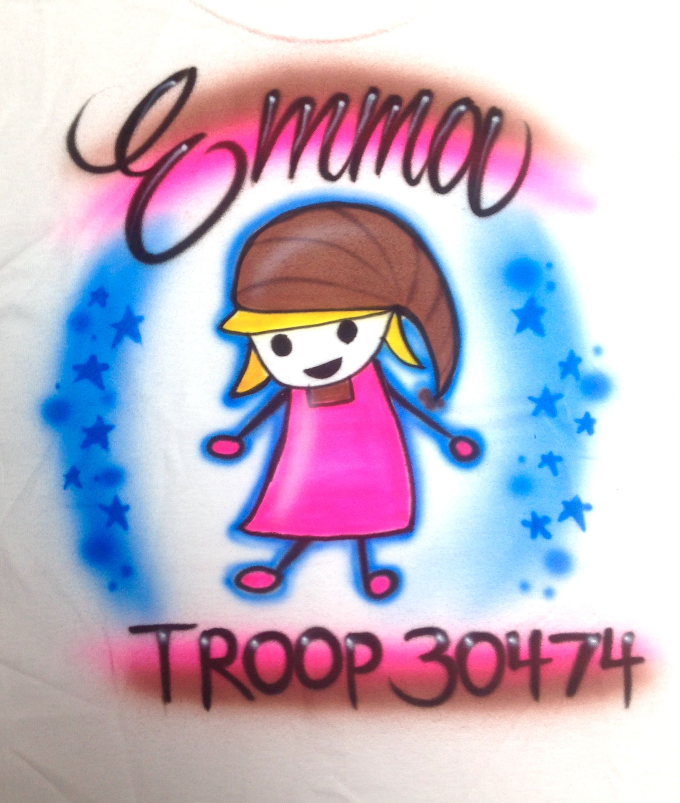 Airbrushed brownie scout with troop number
