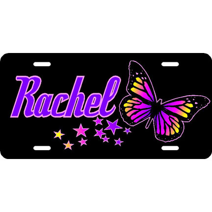 Butterfly and stars personalized license plate