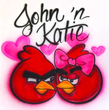 Airbrushed Angry Love Birds design for couples