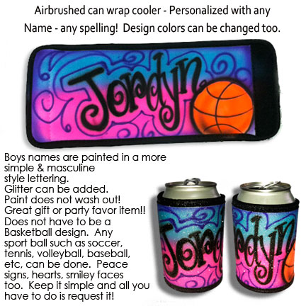 Can Cooler with Small accent design & any name