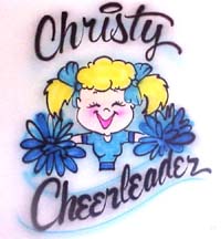 Airbrushed Cheerleader with pom poms design