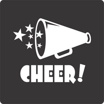 White 6 inch "CHEER!" Starry Megaphone Auto Decal