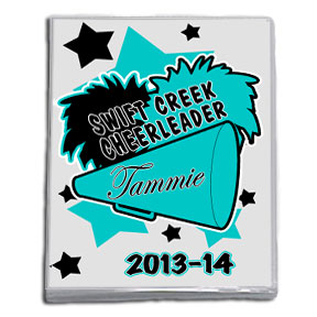 Swift Creek Cheer Personalized Bragbook album with teal megaphone