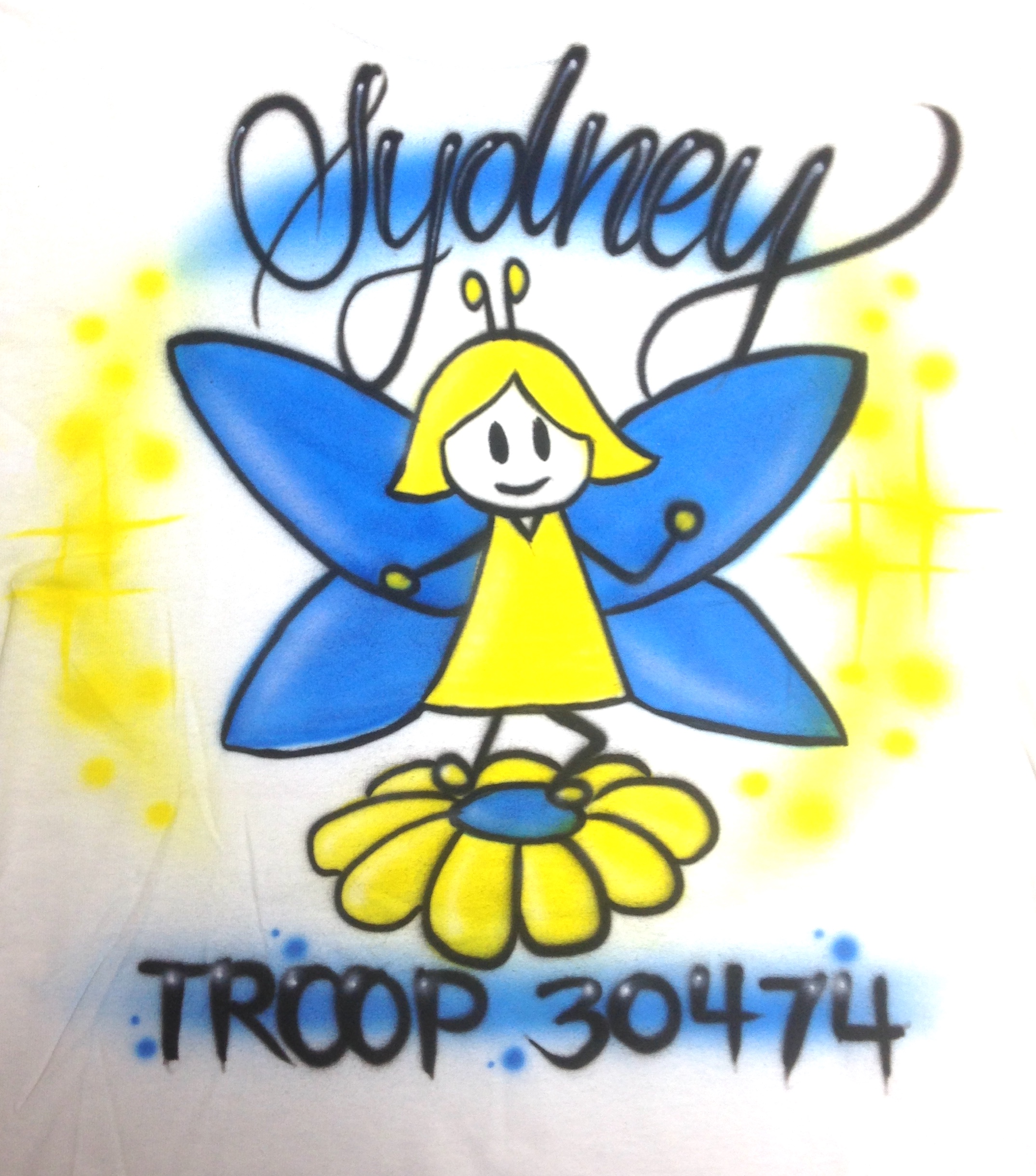 Airbrushed daisy scout with troop number