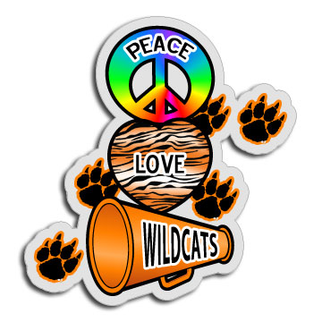 Peace Love Wildcats Cheer decal