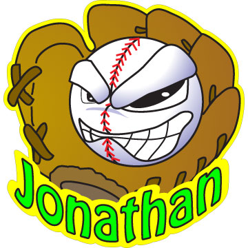 Snarling baseball in glove personalized decal