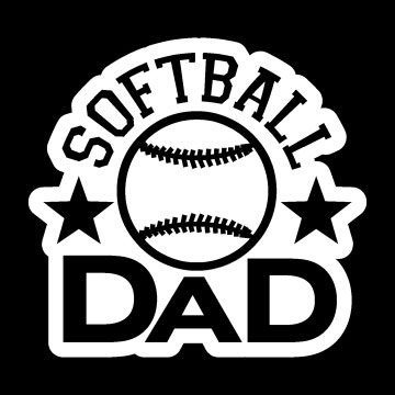 6" white softball Dad decal