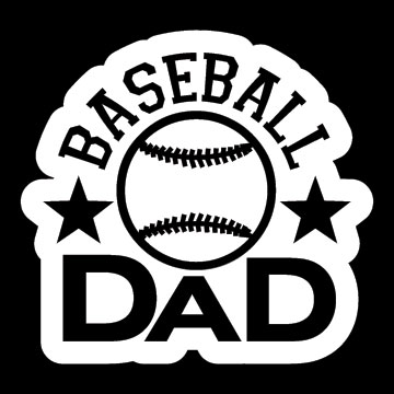 6" white Baseball Dad decal