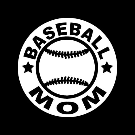 White 6" baseball MOM decal