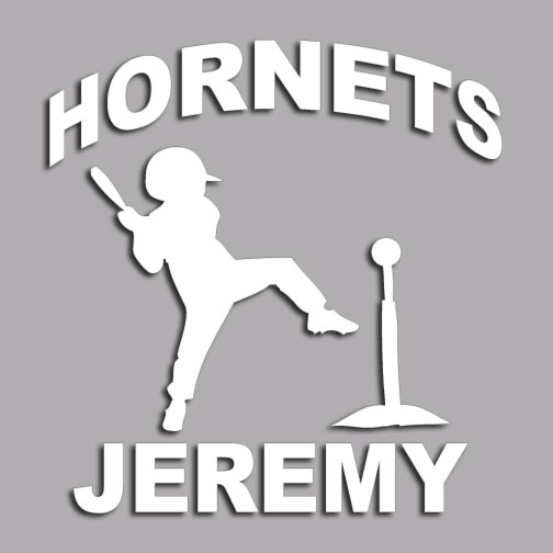 T-ball boy personalized white 6\" decal