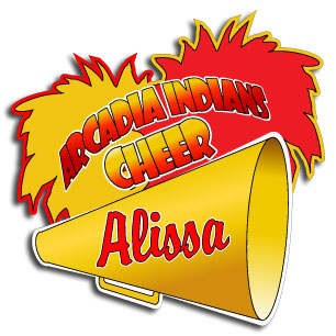 Arcadia Indians Personalized Cheer Megaphone & Poms decal