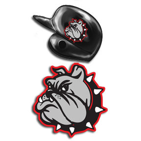 Bulldog Mascot decal for batting helmets - Left