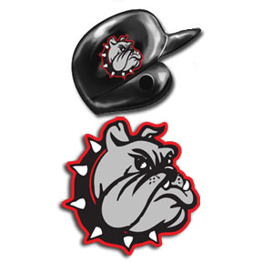 Bulldog Mascot decal for batting helmets - Right