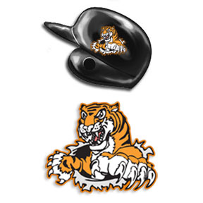 Tiger Mascot decal for batting helmets - Left