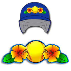 Hibiscus Softball Helmet Decal