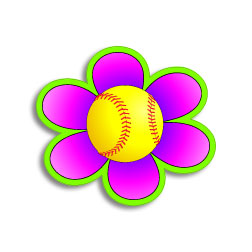Softball Fastpitch Flower Decal 3 inch