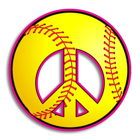 Softball Fastpitch Peace sign Decal 3 inch