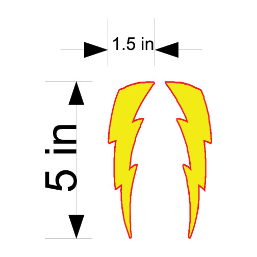 5 inch lightning bolts (qty 2) Helmet Decal