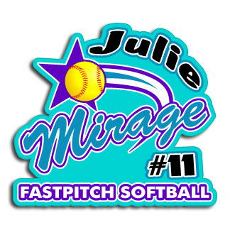 Mirage Softball Personalized decal with black text