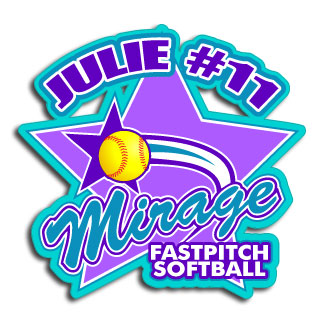 Mirage Softball Personalized STAR decal with purple text