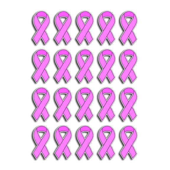 20 Pink Ribbon Breast Cancer Awareness Decals