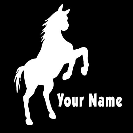 6" White vinyl Horse Decal with your name